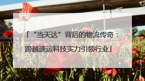 “当天达”背后的物流传奇：跨越速运科技实力引领行业