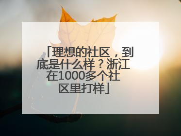 理想的社区，到底是什么样？浙江在1000多个社区里打样