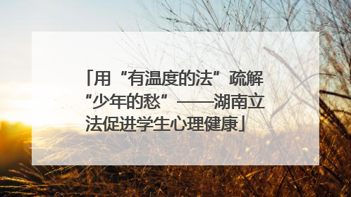 用“有温度的法”疏解“少年的愁”——湖南立法促进学生心理健康