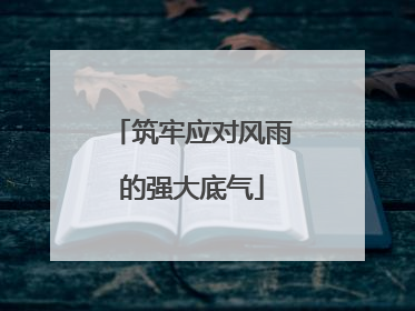 筑牢应对风雨的强大底气