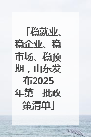 稳就业、稳企业、稳市场、稳预期，山东发布2025年第二批政策清单
