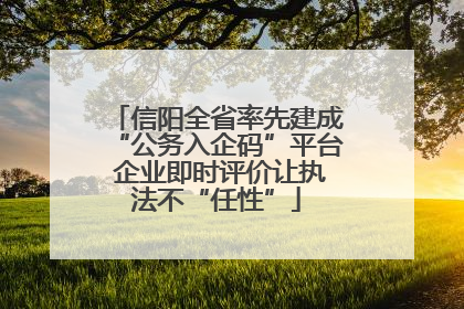 信阳全省率先建成“公务入企码”平台 企业即时评价让执法不“任性”