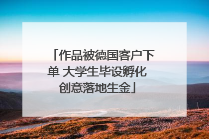 作品被德国客户下单 大学生毕设孵化创意落地生金