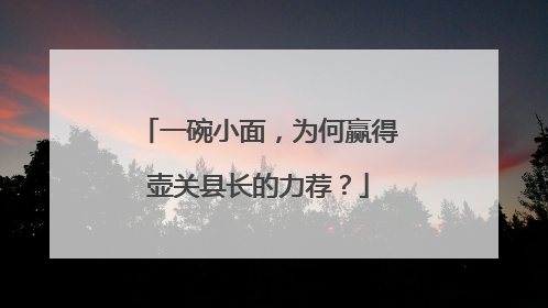 一碗小面，为何赢得壶关县长的力荐？