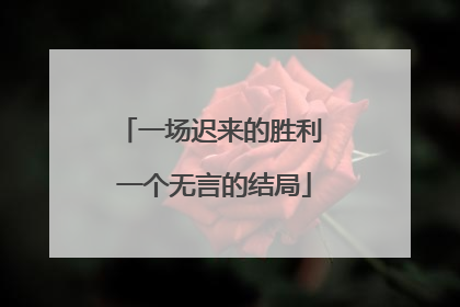 一场迟来的胜利 一个无言的结局