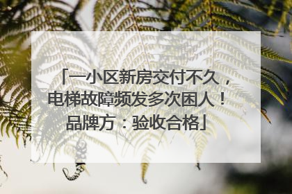 一小区新房交付不久，电梯故障频发多次困人！品牌方：验收合格