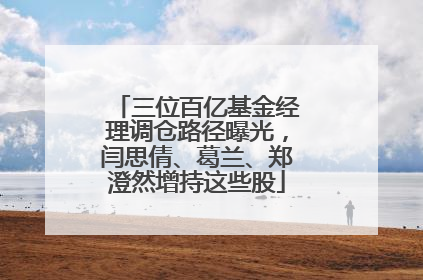 三位百亿基金经理调仓路径曝光，闫思倩、葛兰、郑澄然增持这些股