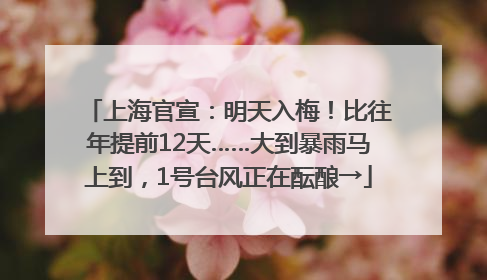 上海官宣：明天入梅！比往年提前12天……大到暴雨马上到，1号台风正在酝酿→