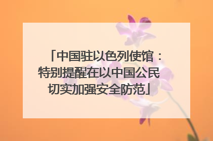 中国驻以色列使馆：特别提醒在以中国公民切实加强安全防范