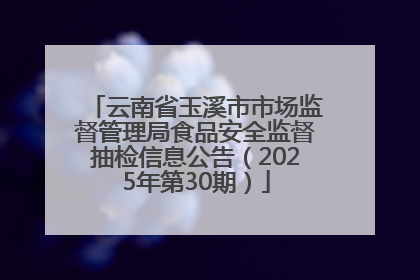云南省玉溪市市场监督管理局食品安全监督抽检信息公告（2025年第30期）