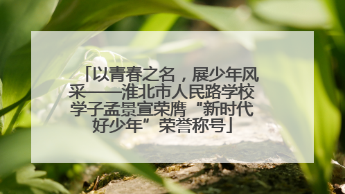 以青春之名，展少年风采——淮北市人民路学校学子孟景宣荣膺“新时代好少年”荣誉称号