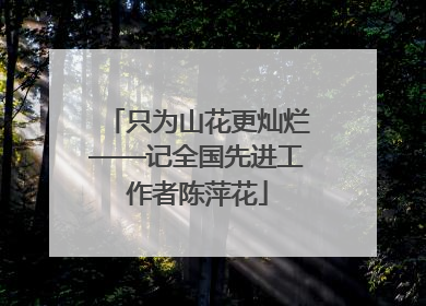 只为山花更灿烂——记全国先进工作者陈萍花
