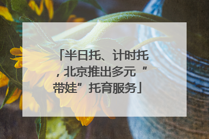 半日托、计时托，北京推出多元“带娃”托育服务