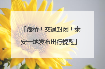 危桥！交通封闭！泰安一地发布出行提醒
