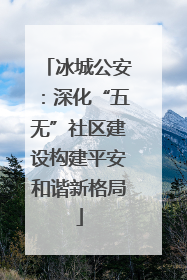 冰城公安：深化“五无”社区建设构建平安和谐新格局