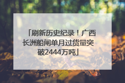 刷新历史纪录！广西长洲船闸单月过货量突破2444万吨