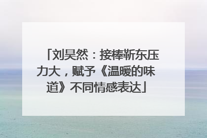 刘昊然：接棒靳东压力大，赋予《温暖的味道》不同情感表达