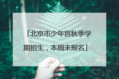 北京市少年宫秋季学期招生，本周末报名