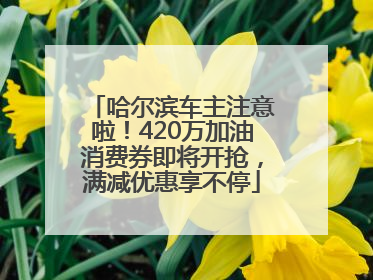 哈尔滨车主注意啦！420万加油消费券即将开抢，满减优惠享不停