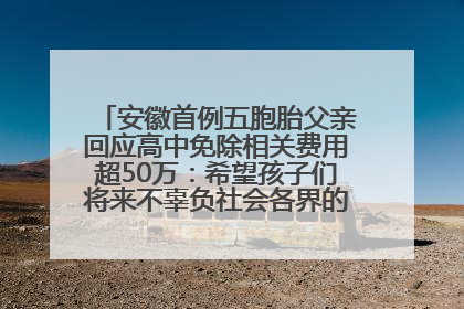 安徽首例五胞胎父亲回应高中免除相关费用超50万：希望孩子们将来不辜负社会各界的帮助与支持