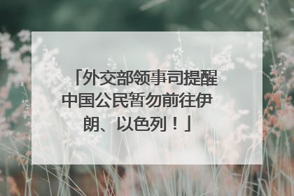 外交部领事司提醒中国公民暂勿前往伊朗、以色列！