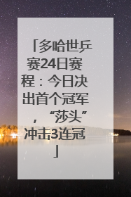 多哈世乒赛24日赛程：今日决出首个冠军，“莎头”冲击3连冠