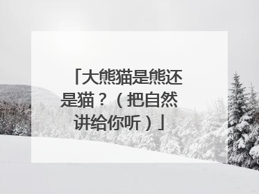 大熊猫是熊还是猫？（把自然讲给你听）
