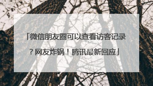 微信朋友圈可以查看访客记录？网友炸锅！腾讯最新回应