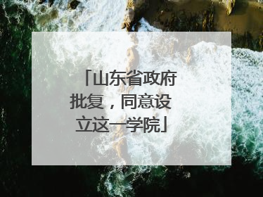 山东省政府批复，同意设立这一学院