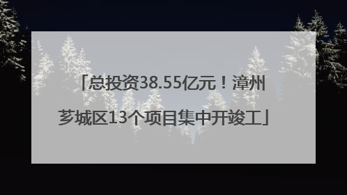 总投资38.55亿元！漳州芗城区13个项目集中开竣工
