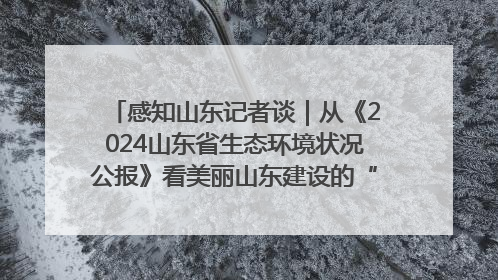 感知山东记者谈｜从《2024山东省生态环境状况公报》看美丽山东建设的“成绩单”与“任务书”