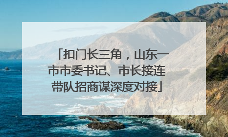扣门长三角，山东一市市委书记、市长接连带队招商谋深度对接
