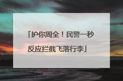 护你周全！民警一秒反应拦截飞落行李