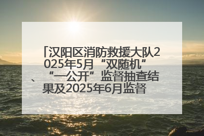 汉阳区消防救援大队2025年5月“双随机”、“一公开”监督抽查结果及2025年6月监督抽查任务公示