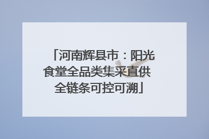 河南辉县市：阳光食堂全品类集采直供 全链条可控可溯