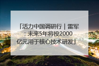 活力中国调研行｜雷军：未来5年将投2000亿元用于核心技术研发