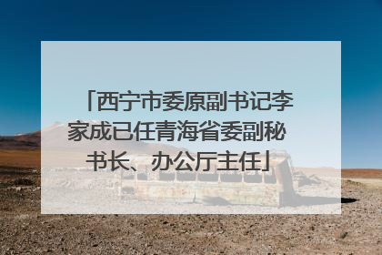 西宁市委原副书记李家成已任青海省委副秘书长、办公厅主任