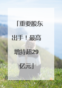 重要股东出手！最高增持超29亿元