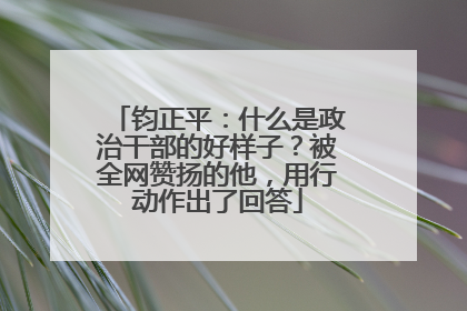 钧正平：什么是政治干部的好样子？被全网赞扬的他，用行动作出了回答