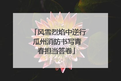 风雪烈焰中逆行 瓜州消防书写青春担当答卷