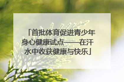 首批体育促进青少年身心健康试点——在汗水中收获健康与快乐