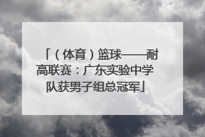 （体育）篮球——耐高联赛：广东实验中学队获男子组总冠军
