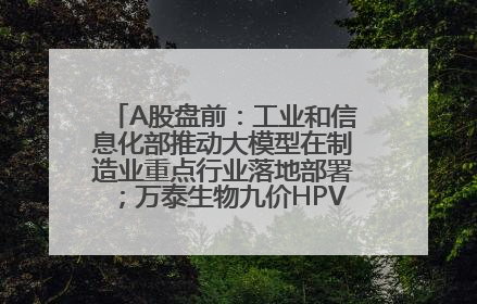 A股盘前：工业和信息化部推动大模型在制造业重点行业落地部署；万泰生物九价HPV疫苗获批上市；特朗普催促鲍威尔降息